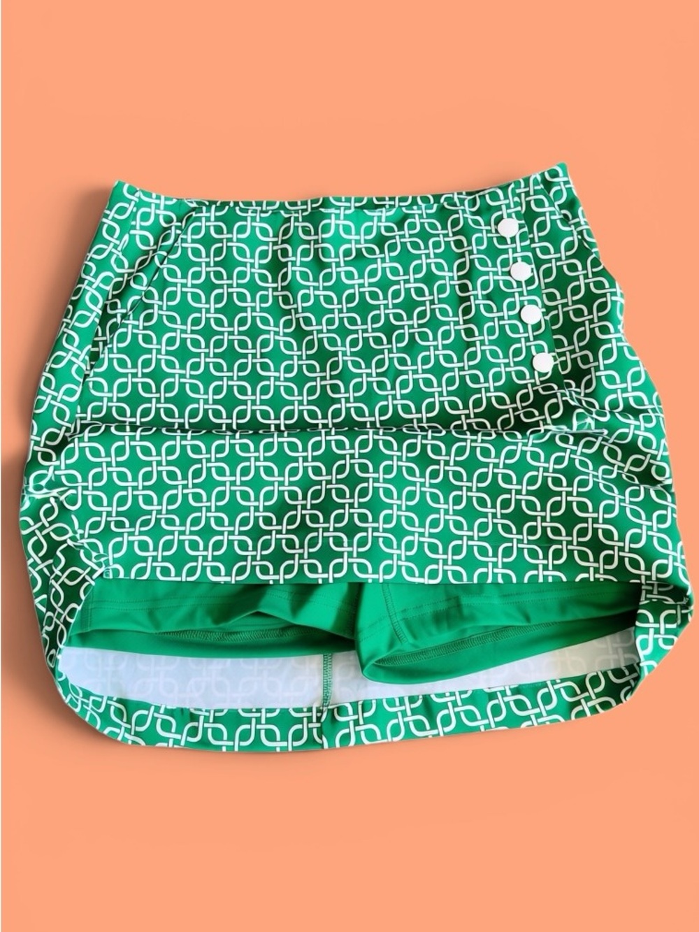 Green Geometric Print A-Line Golf Skort - Picture 4 of 4